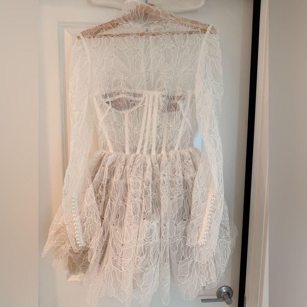 NWOT Bronx and Banc Maraya Arabella White Lace Mini Dress, wedding bridal dress - Picture 9 of 14